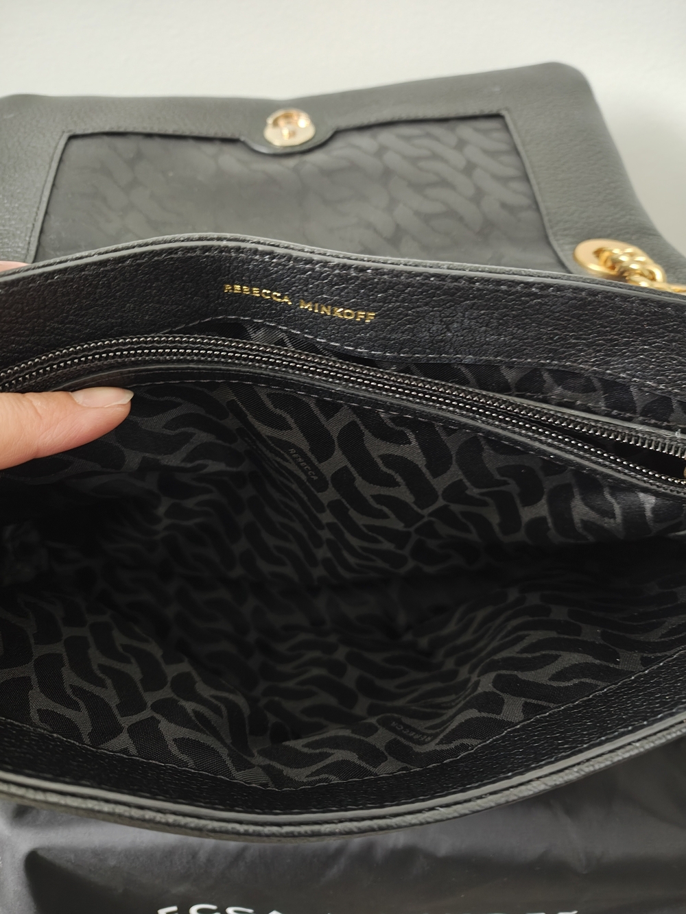 Rebecca Minkoff Black Leather Edie Flap Shoulder Bag with Celestial Studs - Picture 2 of 10